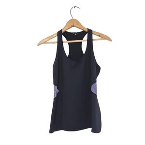 Michi Cut out Black/Purple Razorback Workout Tank - size Medium